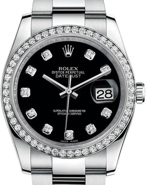 116244 Black set with diamonds Oyster Bracelet Rolex Datejust 36