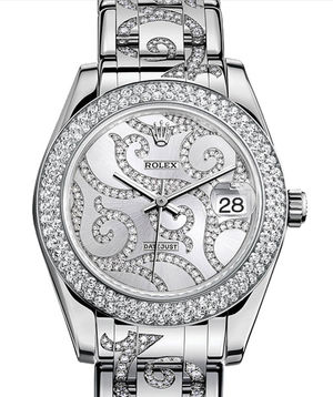 81339 Rhodium Arabesque set with diamonds Rolex Pearlmaster
