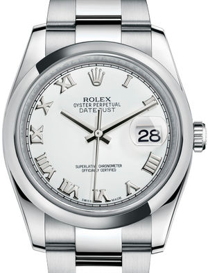 116200 White Roman Oyster Bracelet Rolex Datejust 36