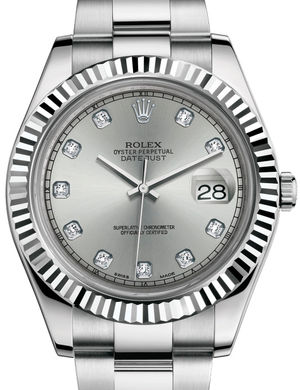 116334 Silver set with diamonds Rolex Datejust 41