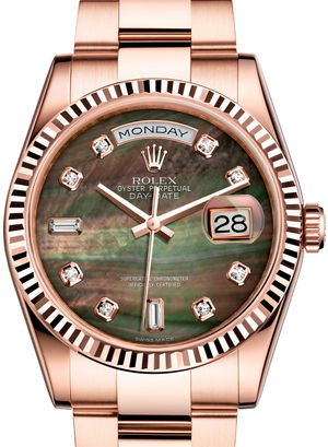 118235F Black mother-of-pearl set with diamonds Rolex Day-Date 36