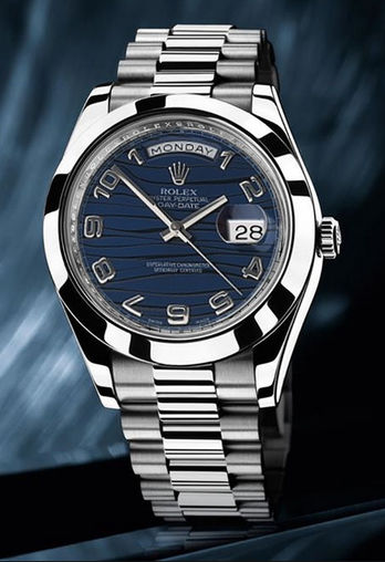 218206  blue wave dial   Rolex Day-Date II Archive