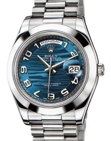 218206  blue wave dial   Rolex Day-Date II Archive