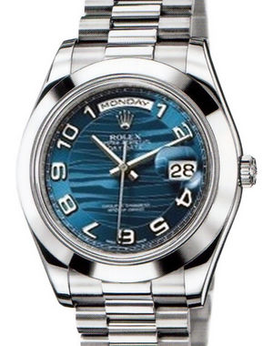 218206  blue wave dial   Rolex Day-Date II Archive