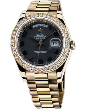 218348  black concentric circle dial black Arabic Rolex Day-Date II Archive