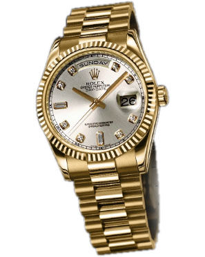 118238 silver dial diamond Rolex Day-Date 36