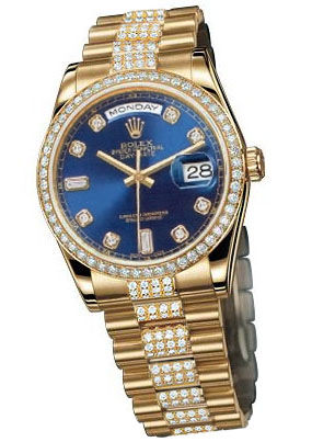 118348 Blue dial diamonds bracelet Rolex Day-Date 36