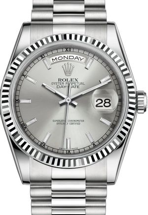 118239 Silver long-lasting blue luminescence Rolex Day-Date 36