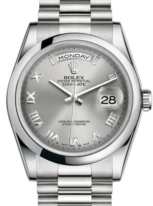118206 Rhodium Roman hour markers Rolex Day-Date 36