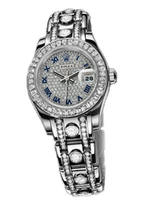 80309BR Diamond-paved blue enamel numerals Rolex Pearlmaster