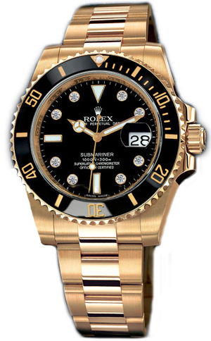 116618 black dial 8 diamond Rolex Submariner