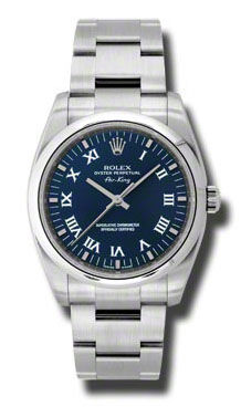 114200 blue dial  Roman numerals Rolex Oyster Perpetual