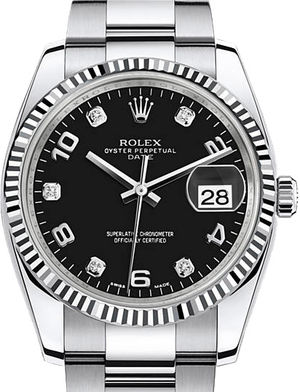 115234 black dial five diamond Rolex Oyster Perpetual