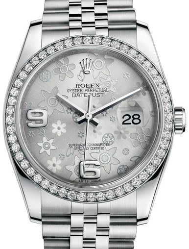 116244 Silver floral motif Jubilee Bracelet Rolex Datejust 36