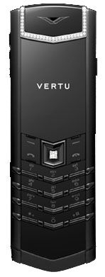 Black PVD Diamond Trim Black Leather Vertu Signature