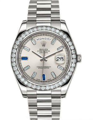 218349 silver diamond dial saphir Rolex Day-Date II Archive