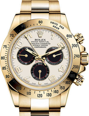 116528 ivory dial black subdials  Arabic numerals Rolex Cosmograph Daytona