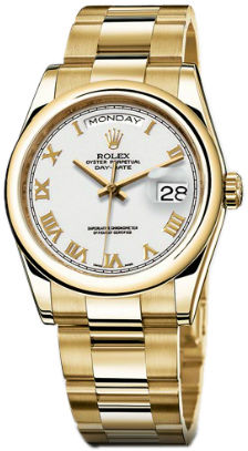 118208 white dial Roman numerals Rolex Day-Date 36