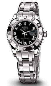 80319 black  Roman dial Rolex Pearlmaster