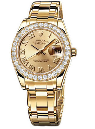 81298 champagne Roman dial Rolex Pearlmaster