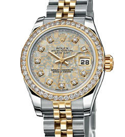 179383 Jubilee Gold Crystals set with diamonds Rolex Lady-Datejust 26 Archive