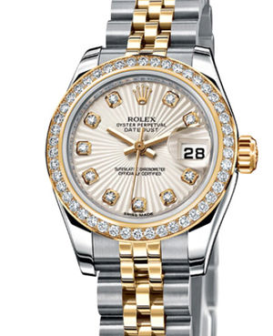 179383 Ivory-coloured Sunbeam set with diamonds Rolex Lady-Datejust 26 Archive