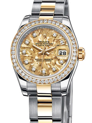 179383 Yellow Gold Crystals diamonds Oyster Rolex Lady-Datejust 26 Archive