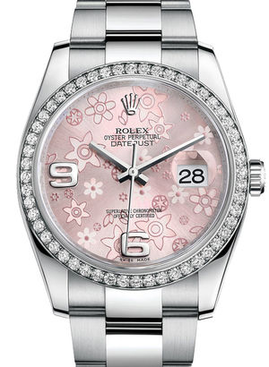 116244 Pink floral motif Oyster Bracelet Rolex Datejust 36