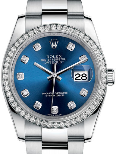 116244 Blue set with diamonds Oyster Bracelet Rolex Datejust 36
