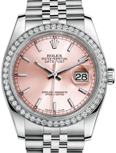116244 Pink index Jublilee Bracelet Rolex Datejust 36