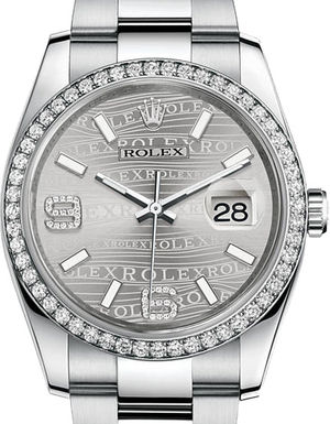 116244 Rhodium waves dial Oyster Bracelet Rolex Datejust 36