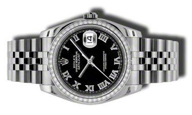 116244 Black Roman Jubilee Bracelet Rolex Datejust 36