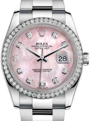 116244 Pink mother-of-pearl diamonds Oyster Rolex Datejust 36