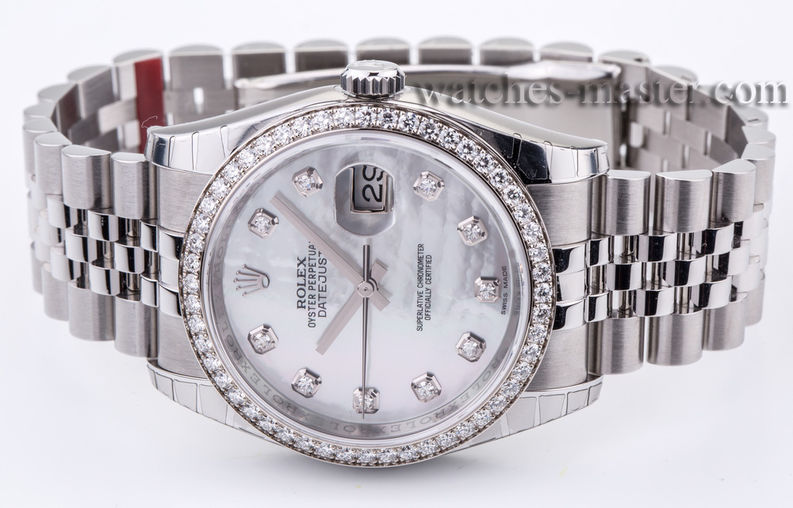 116244 White mother-of-pearl diamonds Jubilee Rolex Datejust 36