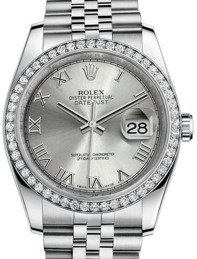 116244 Rhodium Roman Jubilee Bracelet Rolex Datejust 36
