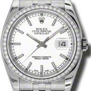 116244 White index Jublilee Bracelet Rolex Datejust 36