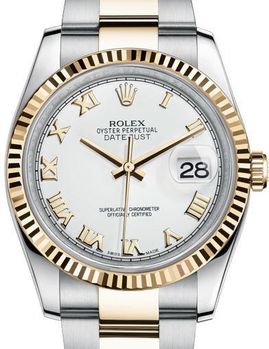 116233 white roman dial Oyster Rolex Datejust 36