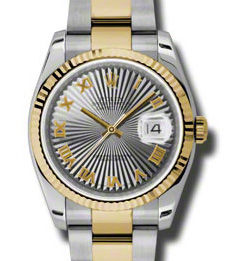 116233 steel grey sunbeam Roman dial Oyster Rolex Datejust 36
