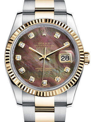 116233 Black mother of pearl diamond Oyster Rolex Datejust 36