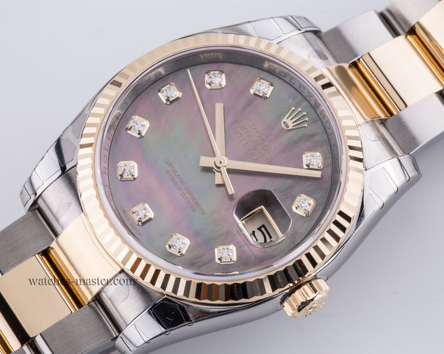 116233 Black mother of pearl diamond Oyster Rolex Datejust 36