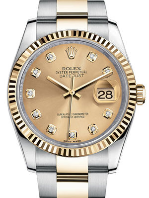 116233 champagne diamond dial Oyster Rolex Datejust 36