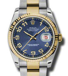 116233 blue concentric circle Arabic dial Oyster Rolex Datejust 36
