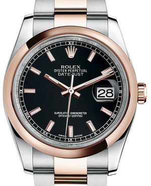 116201 black index dial Oyster Rolex Datejust 36