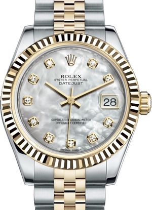 178273 White mother-of-pearl set with diamonds Rolex Datejust 31