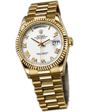118238  yg white dial Rolex Day-Date 36