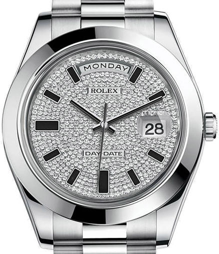 218206 diamond paved dial   Rolex Day-Date II Archive