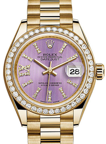 279138RBR Lilac set with diamonds Rolex Lady-Datejust 28