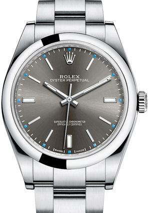 114300 Dark rhodium dial Rolex Oyster Perpetual