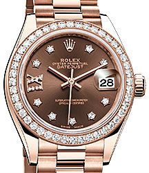 279135RBR Chocolate set with diamonds dial Rolex Lady-Datejust 28