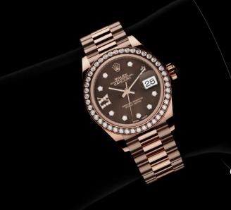 279135RBR Chocolate set with diamonds dial Rolex Lady-Datejust 28